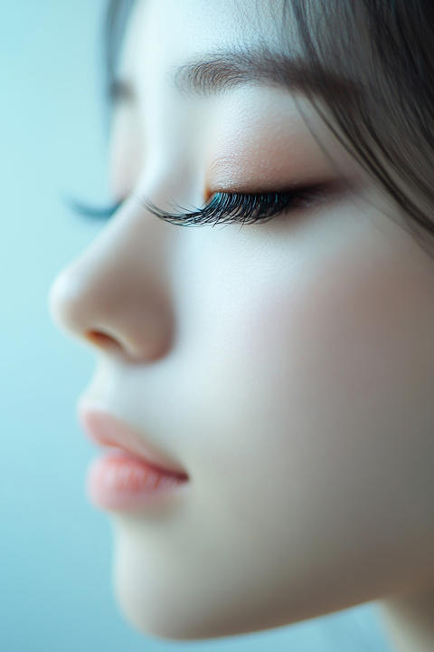 Beauty Portrait of a Young Woman with Eyelash Extensions
