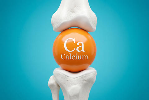 Calcium element sphere positioned between human bones