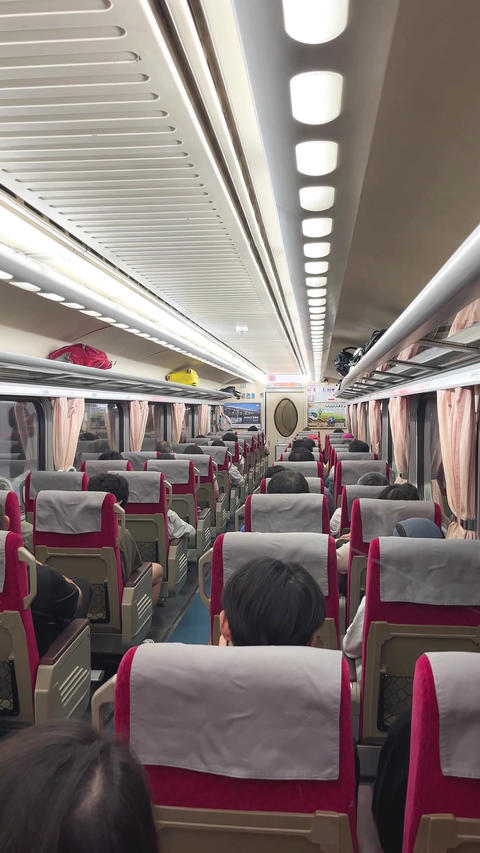 Taipei, Taiwan - June 5, 2026: Inside a Tze-Chiang Limited Express Commuter Train Passenger Cabin