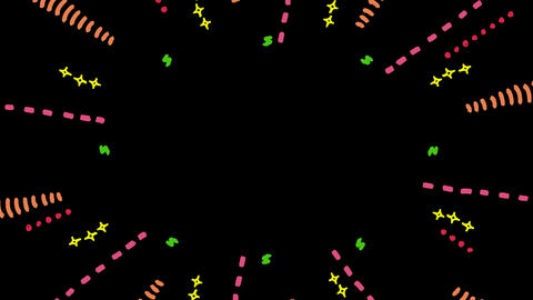 Cute Doodle Radial Lines Background on Alpha Channel - vivid color
