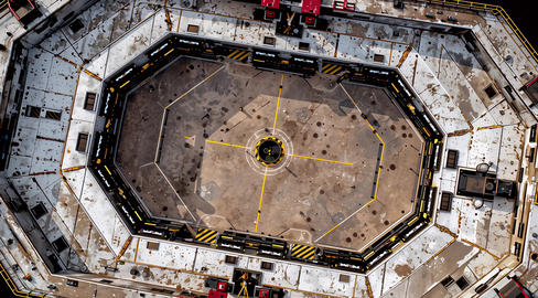 Abandoned Drone Landing Platform Top View Empty Pad