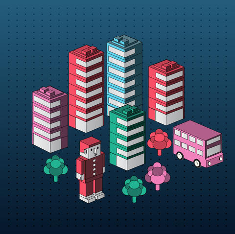 Illustration with elements of urban