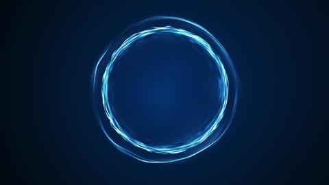 Cyan electric energy ring, 4K 60fps motion, blue glowing orb, circular interface light