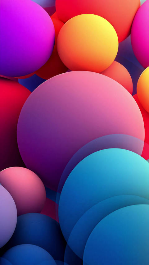 Colorful abstract spheres gently floating background