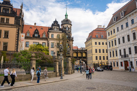 Dresden, Germany - April 18, 2026: People walking along a historic street in the