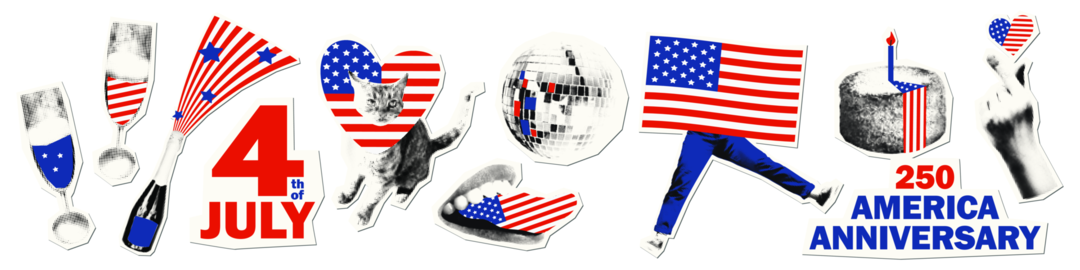 Happy USA Independence day collage scrapbook vector illustration