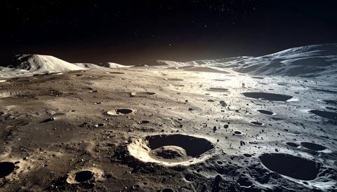 Moon Surface Texture with Soft Crater Shadows and Bright Glow