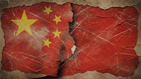 Grunge Textured China Flag of Distressed Paper Tearing Concept