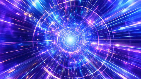 Warp Speed Tunnel with Glowing Digital Light
