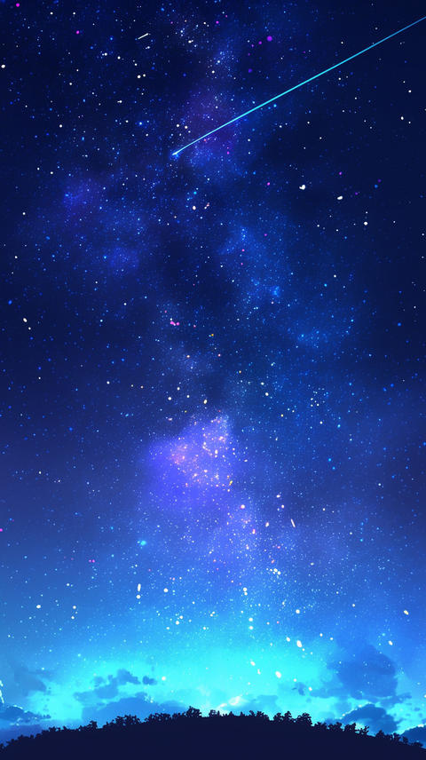 夢幻的なアニメ風 七夕の天の川夜景背景