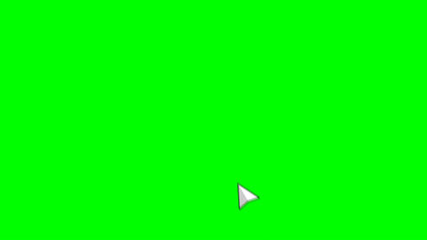 Arrow cursor click ripple animation on green screen background with white circle tap effect and