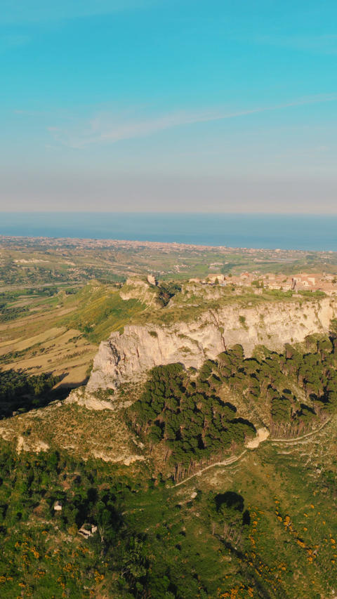 Gerace Historic Village in Italy near the Mediterranean Sea aerial