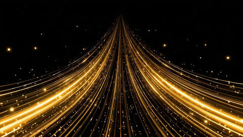 Golden Particle Streams and Light Streaks, looping animation background
