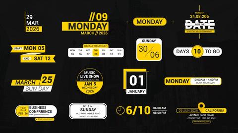 Modern Date And Time Titles Pack