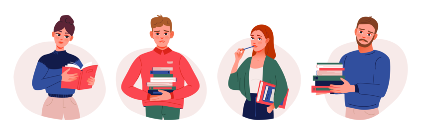 Students Reading and Carrying Books Collection