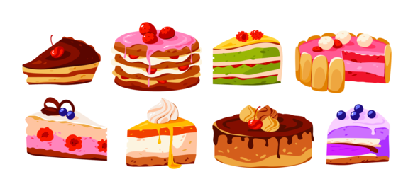 Assorted Cake Slices and Sweet Desserts