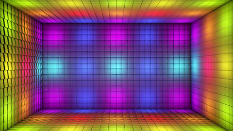 Broadcast Pulsating Switching Hi-Tech Blinking Illuminated Cubes Room Stage, Multi Color, Events, 4K