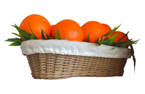 Fresh Oranges in Wicker Basket