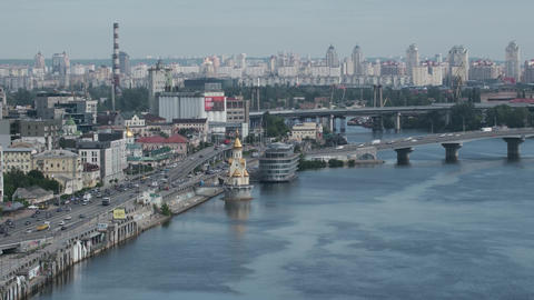 Exploring the beauty of Kyiv at the Dnieper embankment in Podil