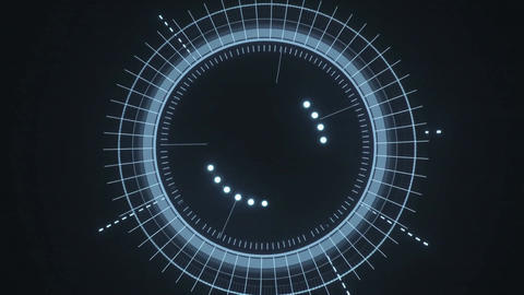 Circular Futuristic HUD Interface with Glowing Data Rings