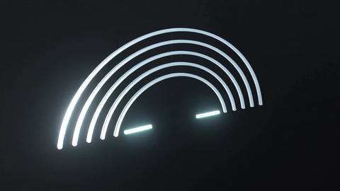 Glowing Neon Arc Lines Forming Semicircular Pattern on Dark Background