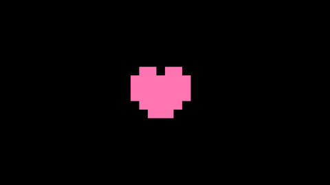 A looping icon of a small, flickering pixel art dot, a transparent background,Pink Heart