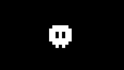 A looping icon of a small, flickering pixel art dot, a transparent background,Skull