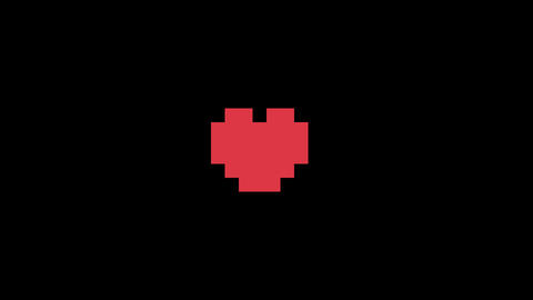 A looping icon of a small, flickering pixel art dot, a transparent background,Red Heart