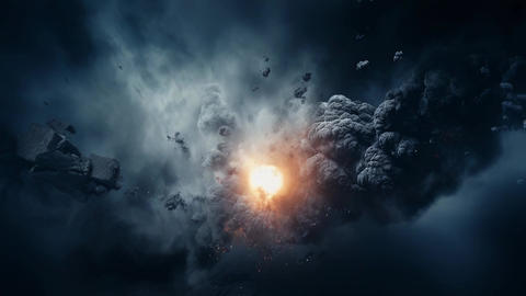 Cosmic space explosion creating massive dust particles