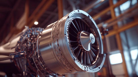 Jet engine turbine creating power for aviation industry