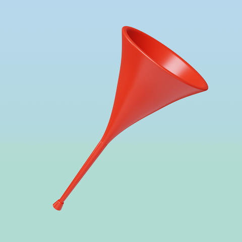 3D render of red stadium horn vuvuzela for soccer fan celebration