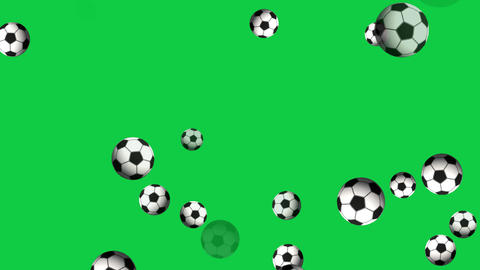 Soccer Balls Floating Up on Green Screen Background Loop