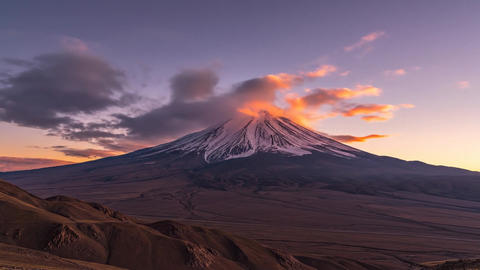 Sunrise Time Lapse Of Mount Ararat With Fast Rolling Clouds