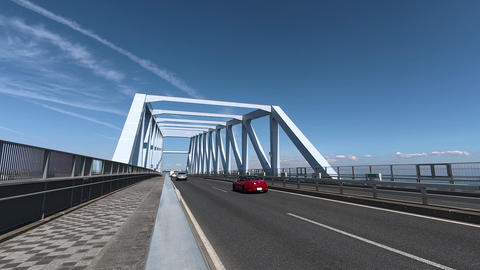 Cars driving on the Tokyo Gate Bridge