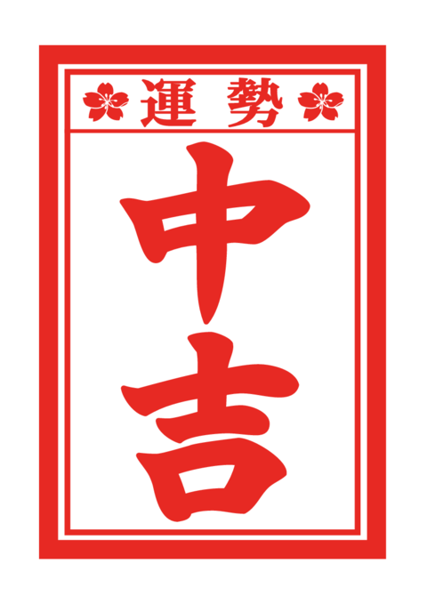 おみくじの和風イラスト素材 中吉