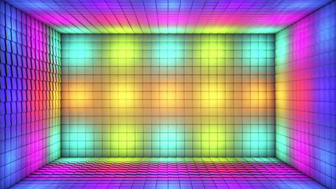 Broadcast Pulsating Hi-Tech Alternate Blinking Illuminated Cubes Room Stage, Multi Color, Events, 4K