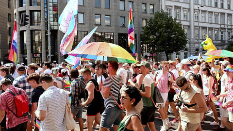 Budapest, Hungary June 27, 2026 Budapest Pride march with flags