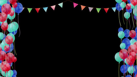 Frame featuring a garland of floating balloons[Transparent Background]