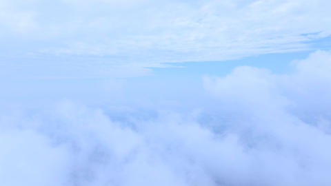 Aerial view of Seongjusan Mountain summit and rolling fog