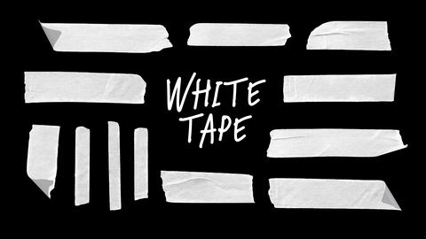 Hand-drawn Animated White Tape Pack — 12 Pieces | Masking Tape, Scrapbook | Alpha | 4K ProRes