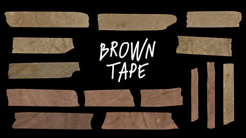 Hand-drawn Animated Brown Tape Pack — 14 Pieces | Kraft Tape, Vintage Journal | Alpha | 4K ProRes