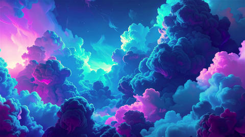 Blue Purple Pink Abstract Fantasy Cloudscape Sky Background