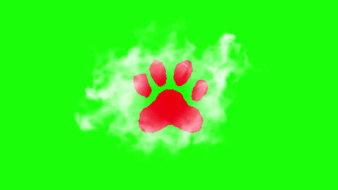 Red paw print stamp