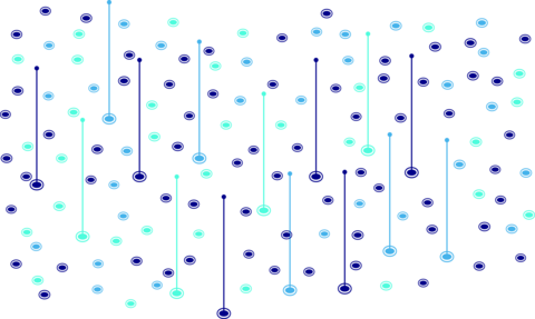 Abstract Digital Data Visualization with Blue Dots and Vertical Connection Lines
