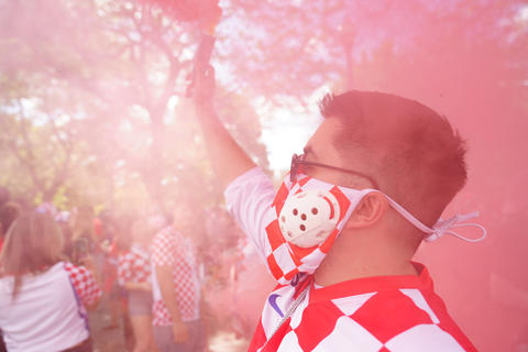 Toronto, Canada - June 23, 2026: Croatian football fans celebrate at FIFA World