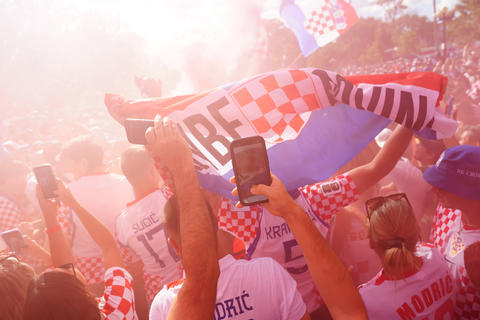 Toronto, Canada - June 23, 2026: Croatian football fans celebrate at FIFA 2026