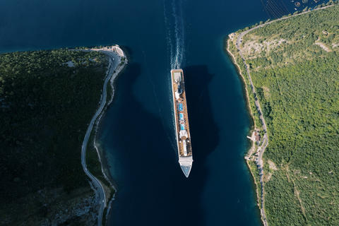 Cruise Ship Passing Through Verige Strait Montenegro