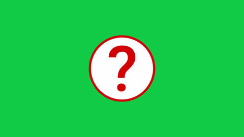 Animated Red Question Mark Icon in White Circle Animation on Green Screen Background Chroma Key