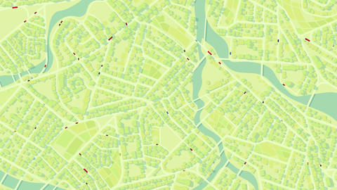Minimalist Animated City Map Top View with Moving Traffic