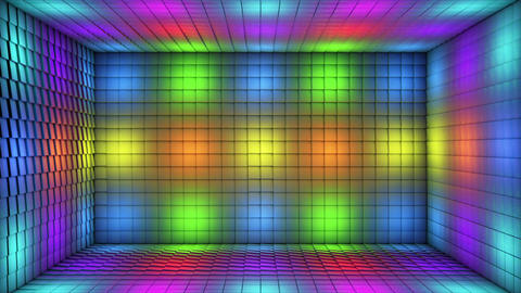 Broadcast Pulsating Switching Hi-Tech Illuminated Cubes Room Stage, Multi Color, Events, 3D, Loop,4K